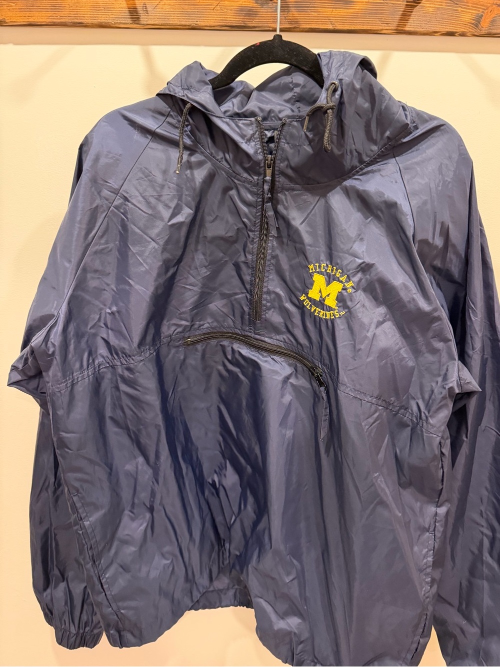VINTAGE MICHIGAN WOLVERINES Quarter Zip Windbreaker Rain Jacket